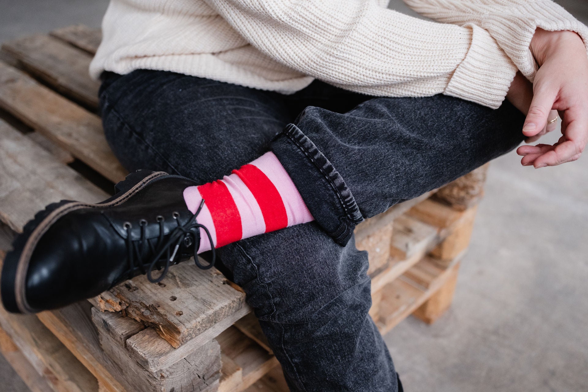 Streifen Socken Rosa Rot