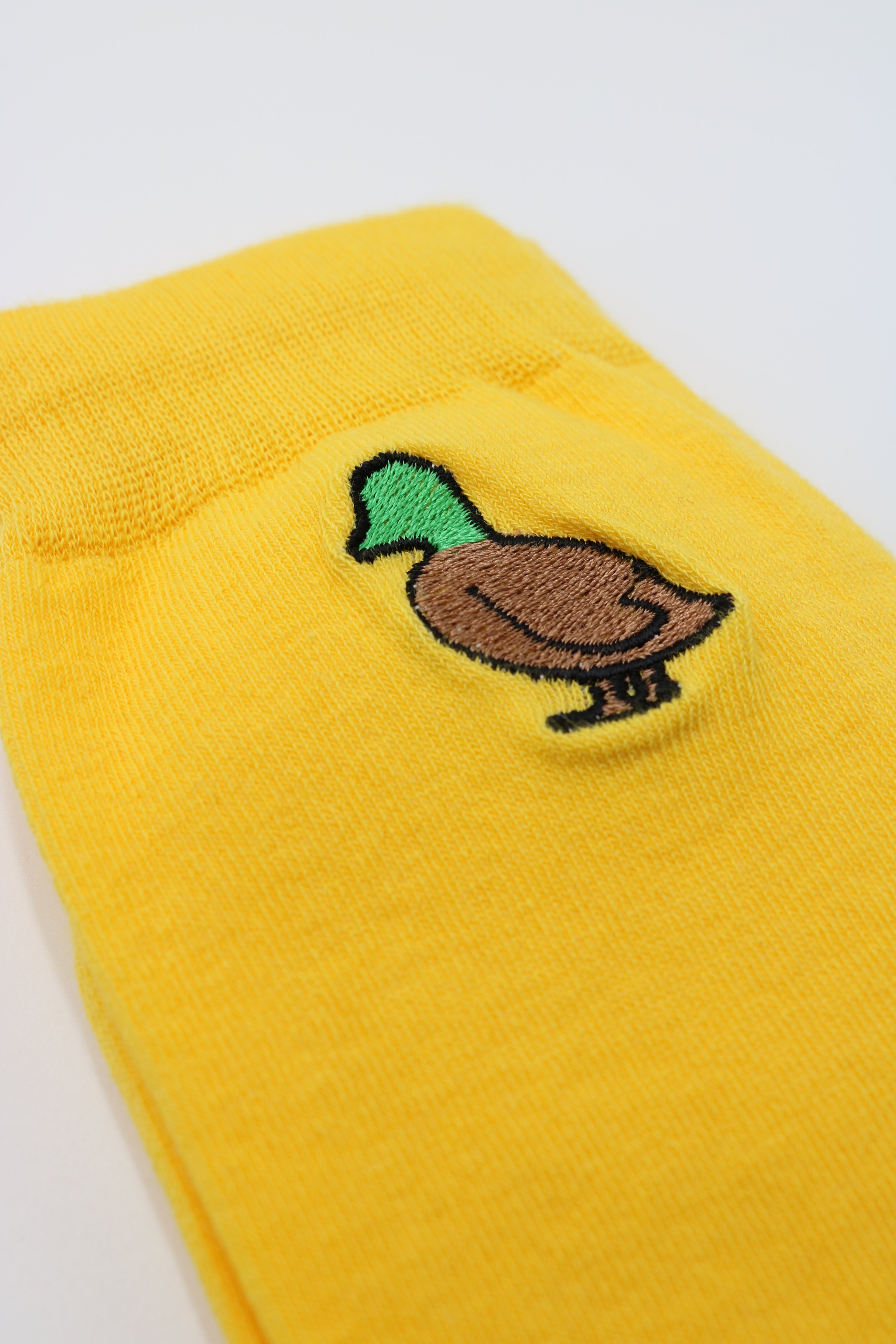Socken Ente Gustav gestickt