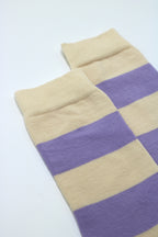 Socken Streifen beige Lila