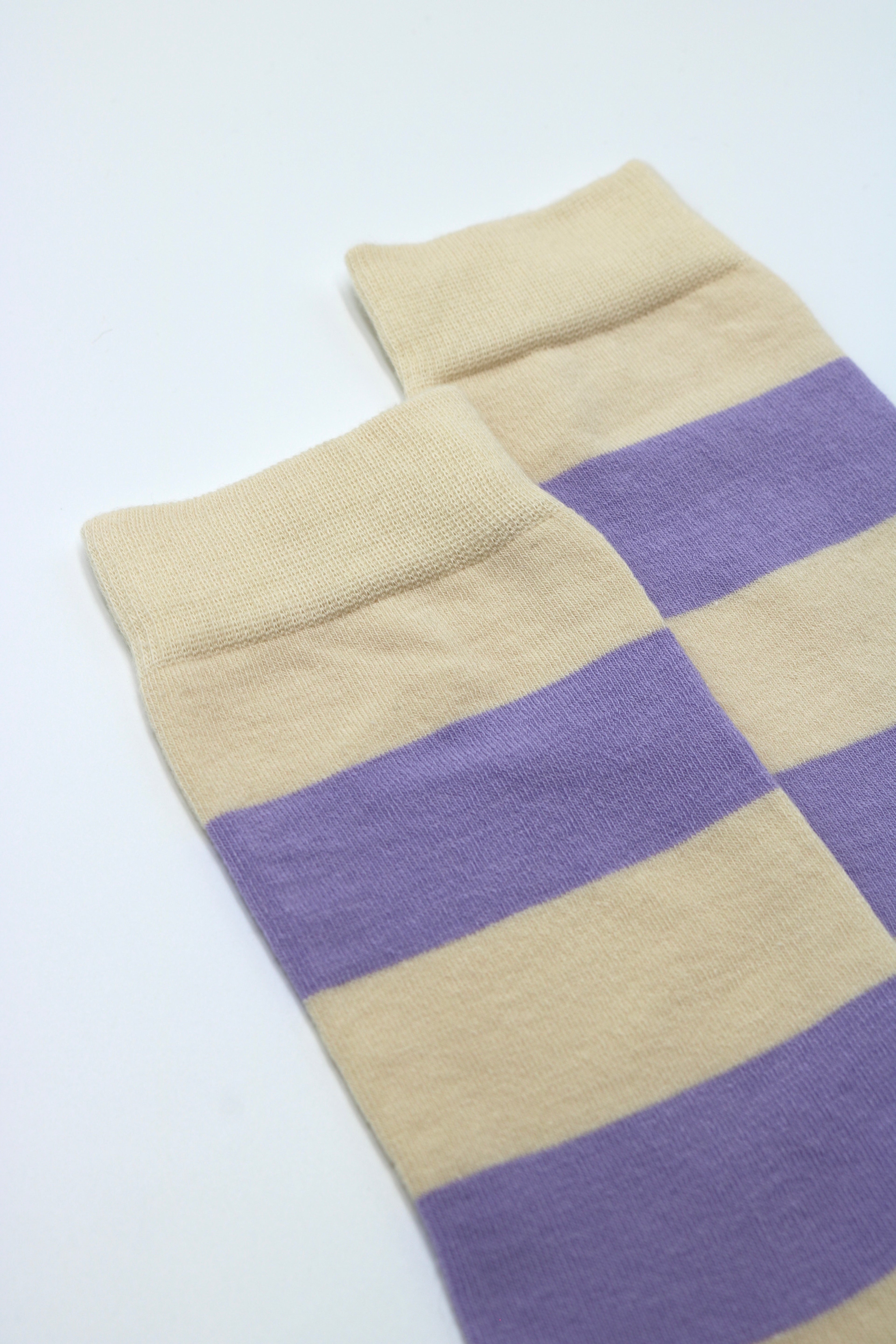 Socken Streifen beige Lila