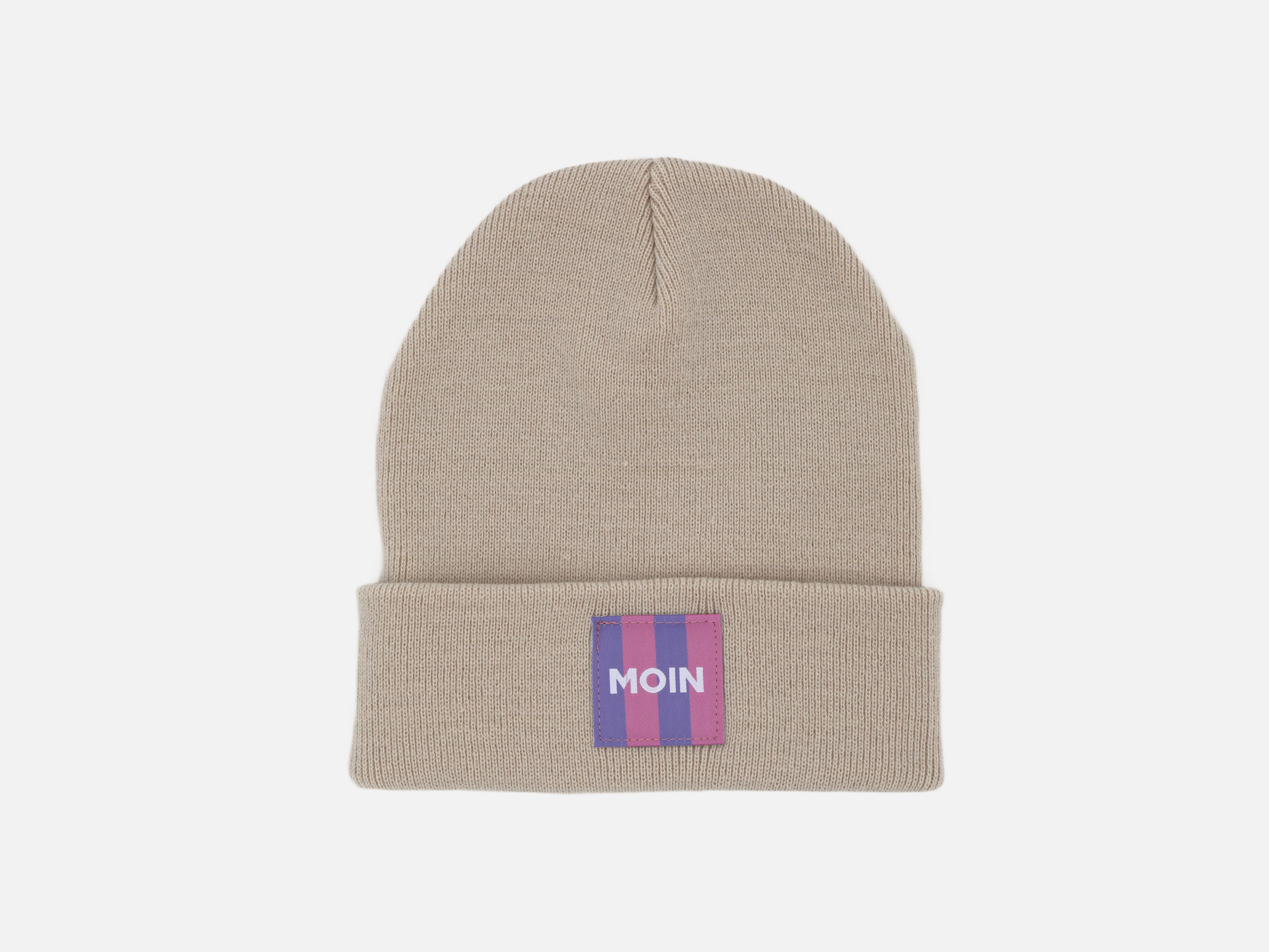 Beanie mit lila 'Moin' Patch