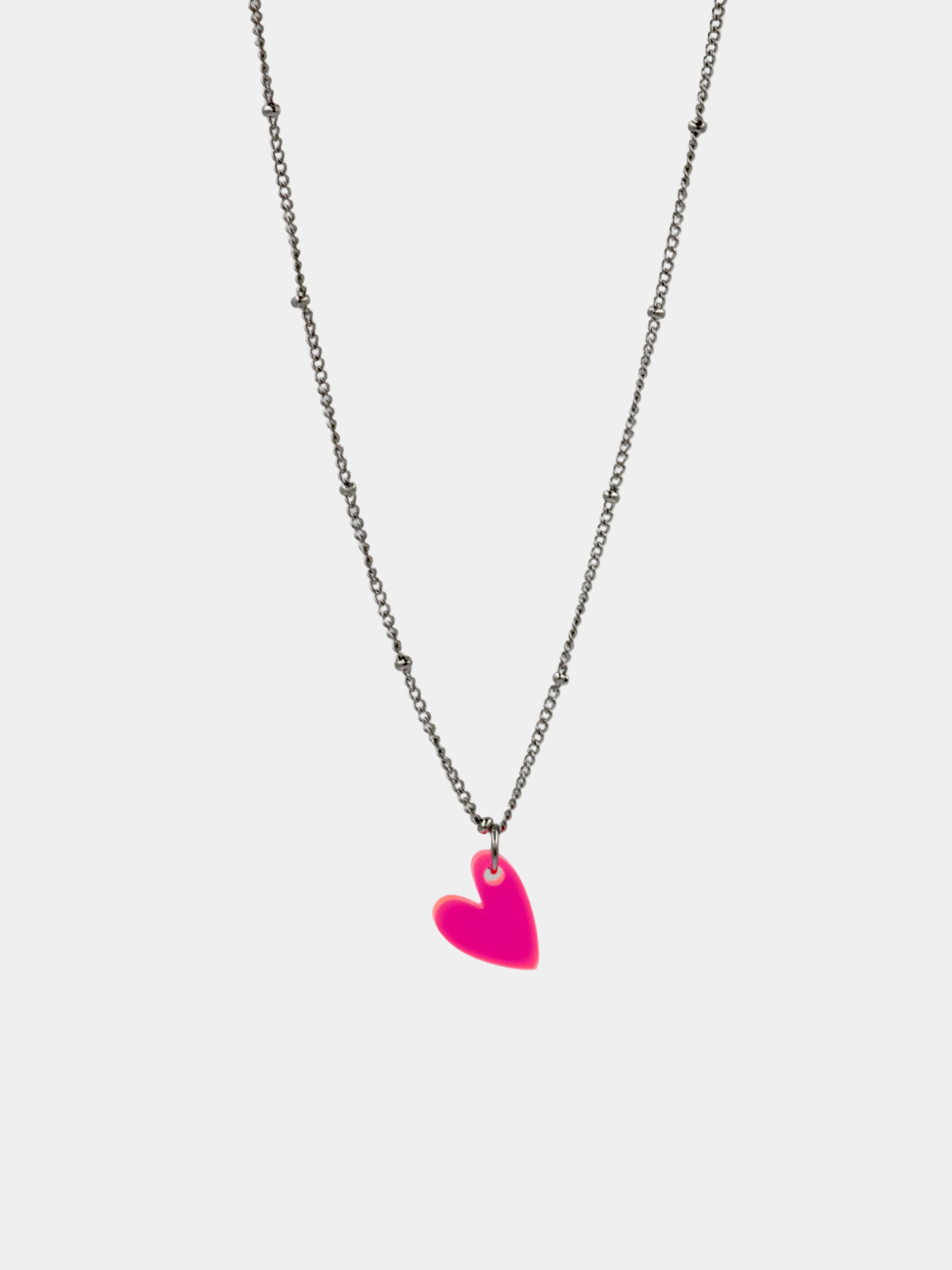 Herz Kette Neonpink – Edelstahl