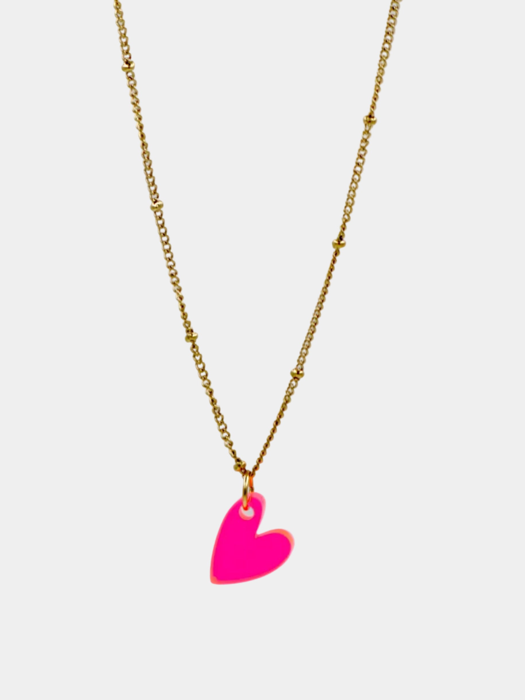 Herz Kette Neonpink – Edelstahl