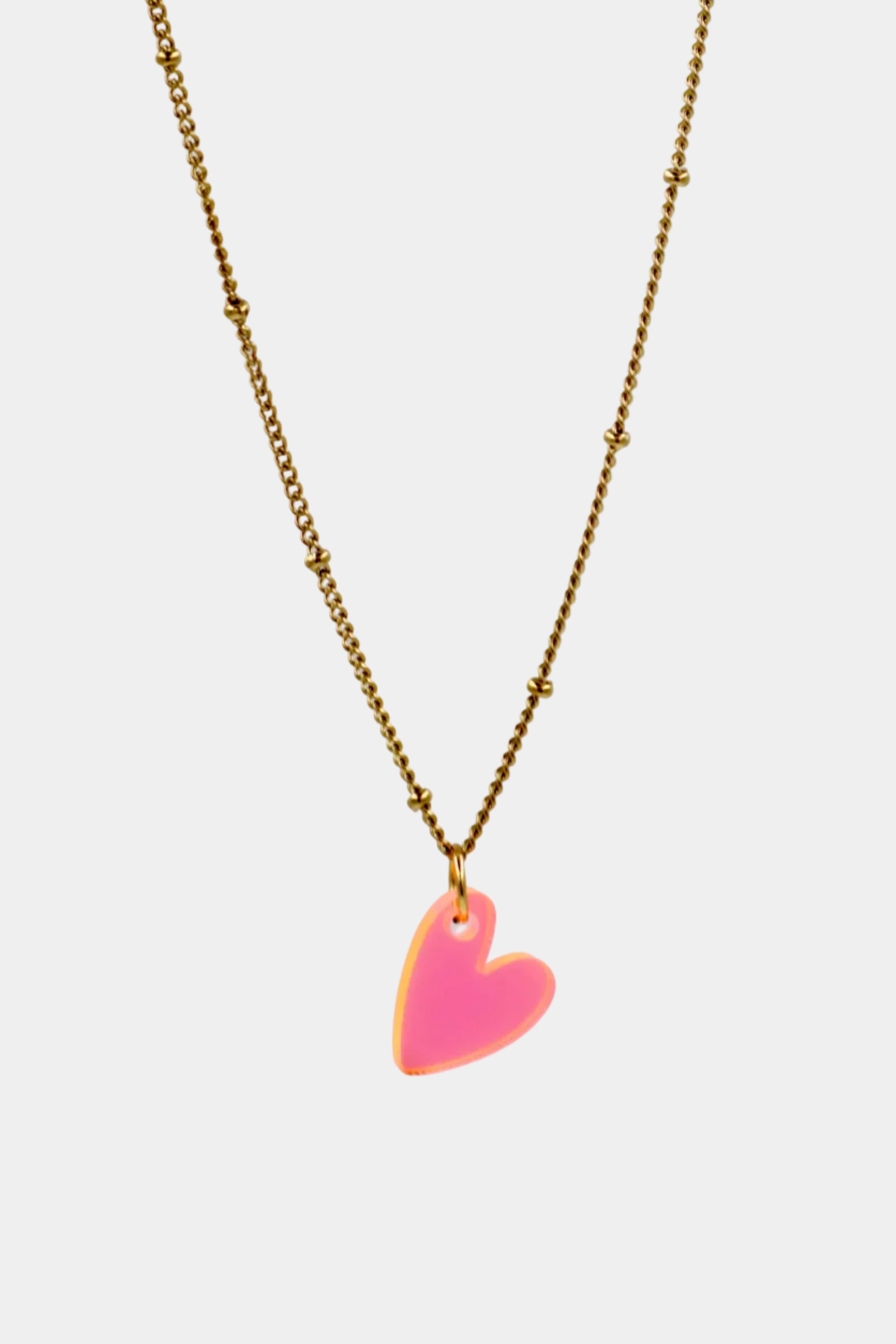 Herz Kette Neonrosa – Edelstahl